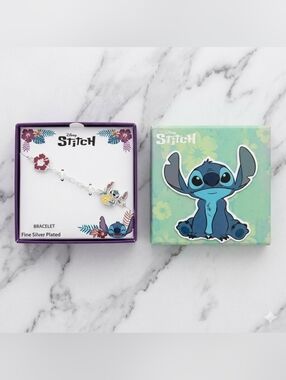 Disney Lilo & Stitch Fine Silver Plated Bracelet Box Set NIB